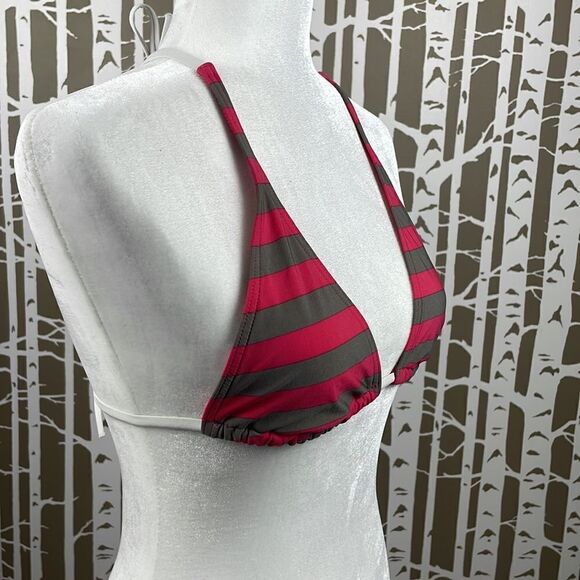 GAP Body pink and tan striped bikini with floral accents - Picture 4 of 12